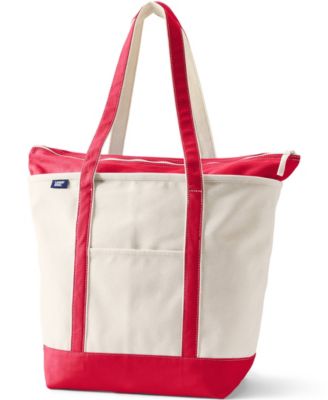 Large 5 Pocket Zip Top Long Handle Canvas Tote Bag