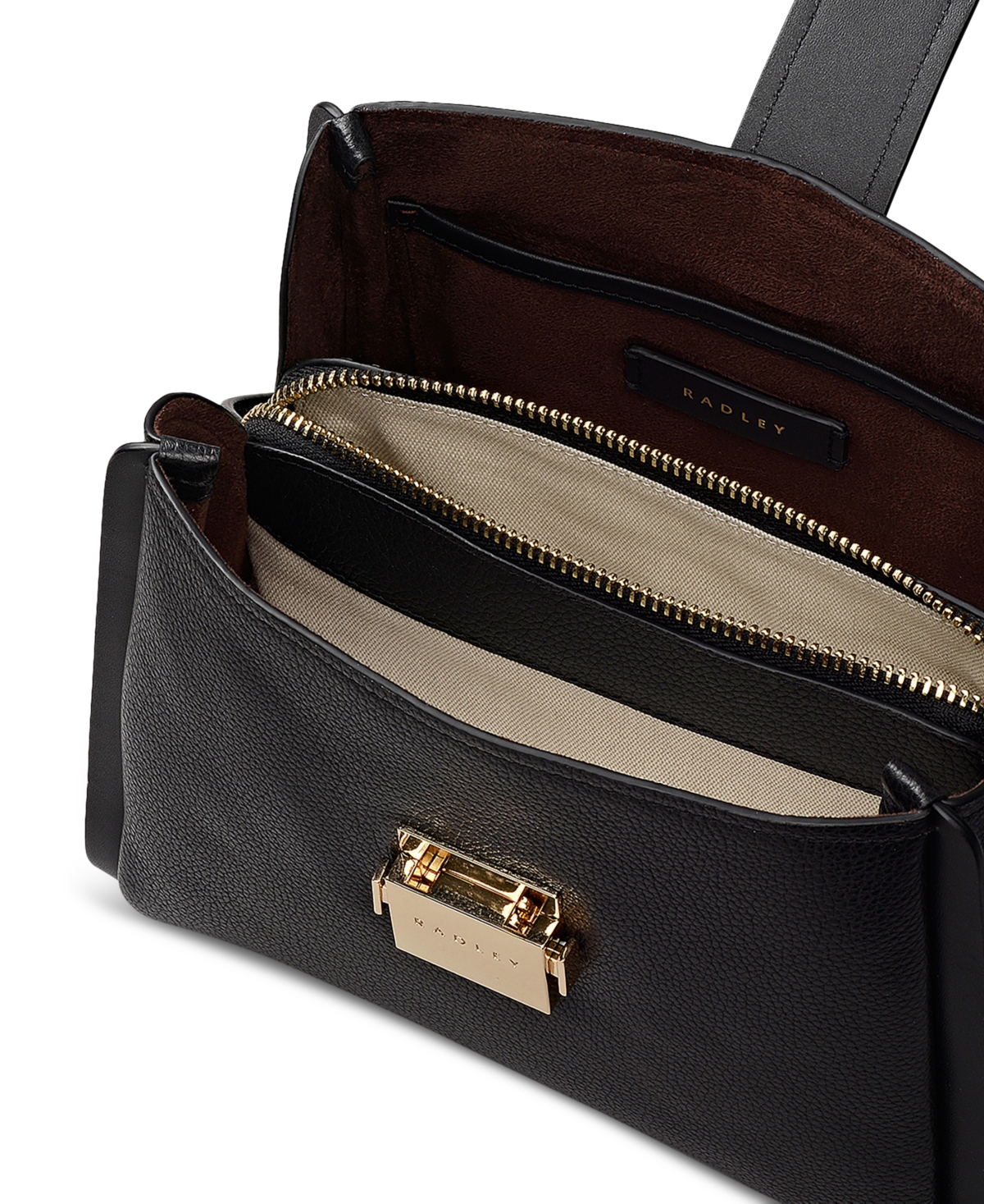 Radley London Sloane Mews Medium Leather Zip Top Crossbody In Black