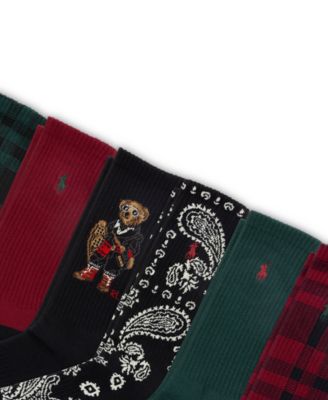 Men's 6-Pack Holiday Bear Crew Socks