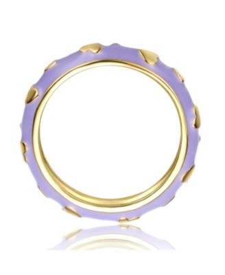 GigiGirl 14k Gold Plated Lavender Lilac Purple Enamel Heart Stacking Band