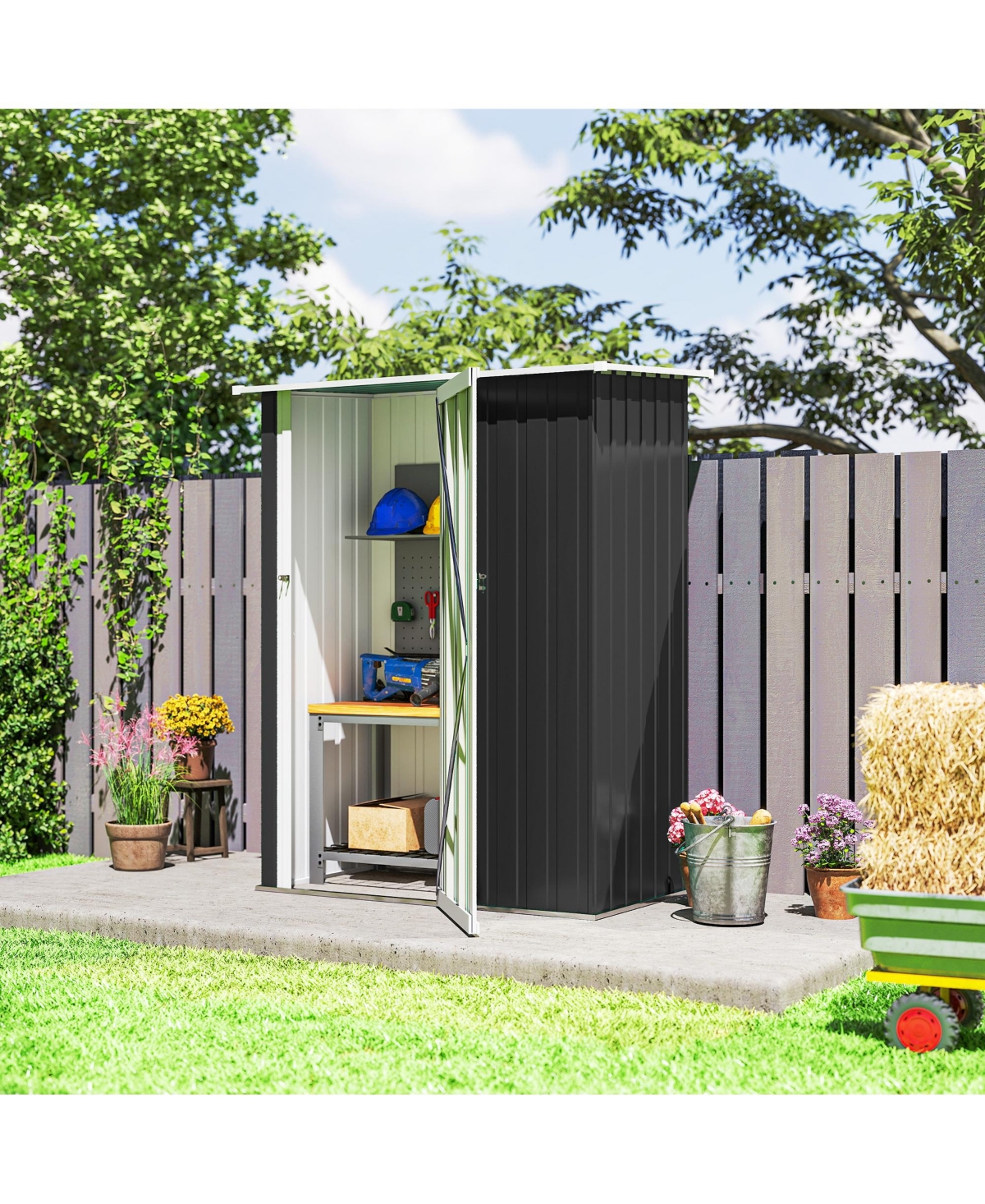 Outsunny 4.7' x 3' Metal Outdoor Storage Shed with Lockable Door