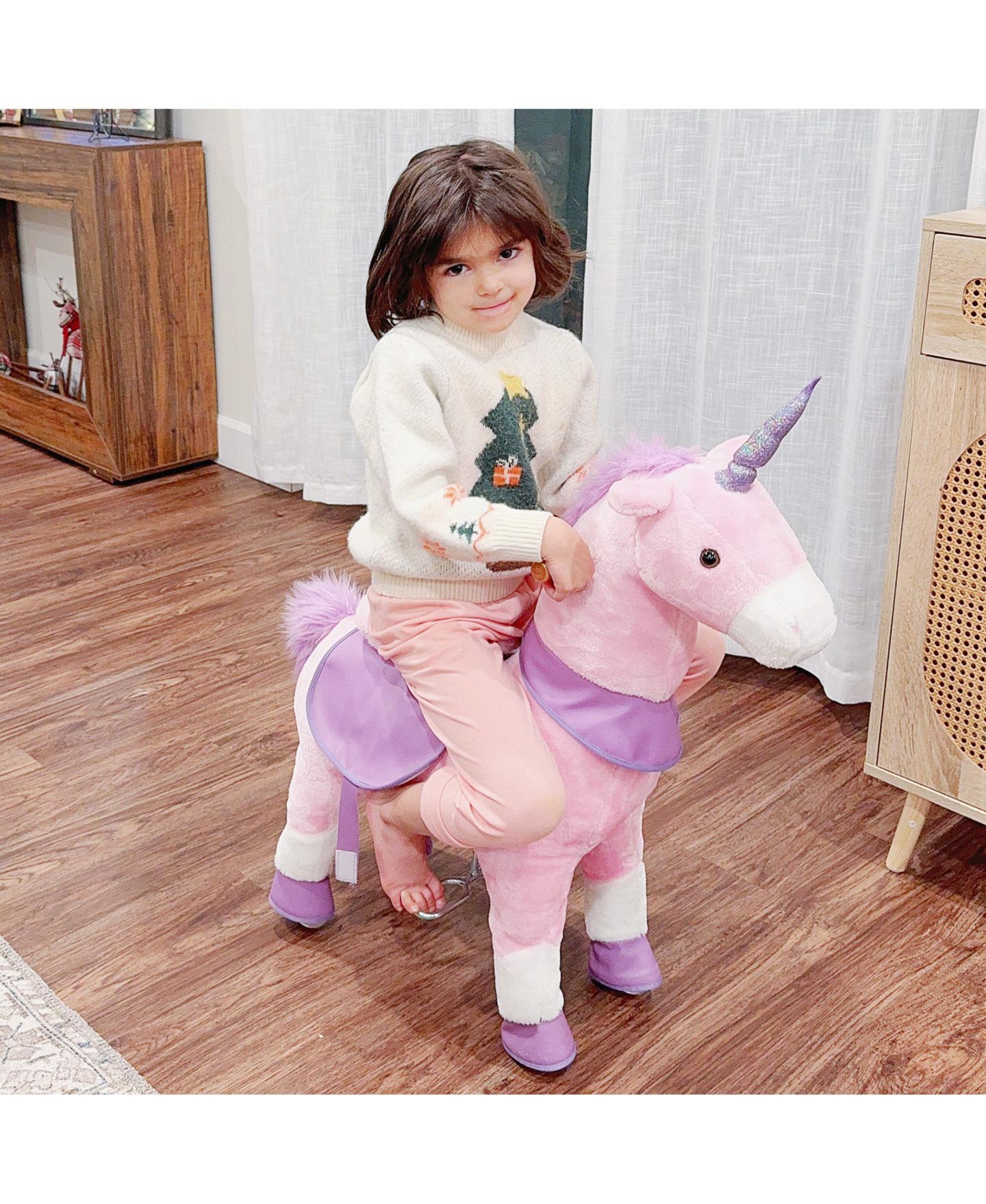 Детская игрушка Qaba Unicorn Walking Horse Ride-On with Rolling Wheels, 176 lbs. Capacity, Ages 3-6 — фото 9