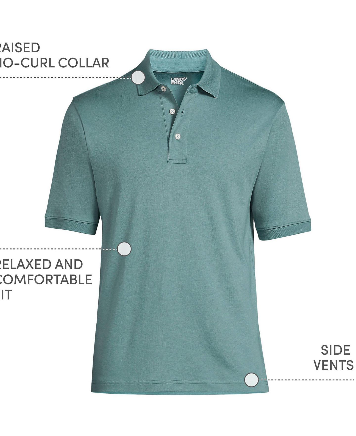 Мужское поло Lands' End Short Sleeve Cotton Supima Polo Shirt, цвет: Tourmaline — фото 4