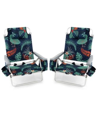 2-Pack Folding Backpack Beach Chair 5-Position Outdoor Reclining Chairs with Pillow