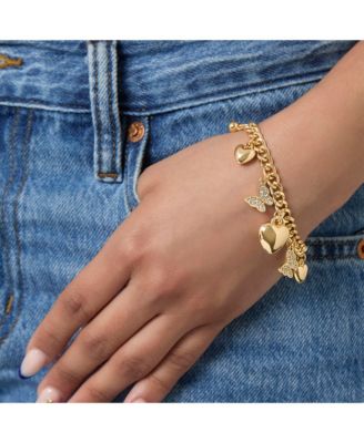 Heart & Butterfly Gold-Tone Bracelet