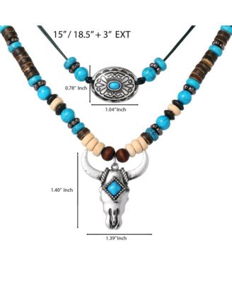 Beaded Layered Necklace in Turquoise and Amber Hues