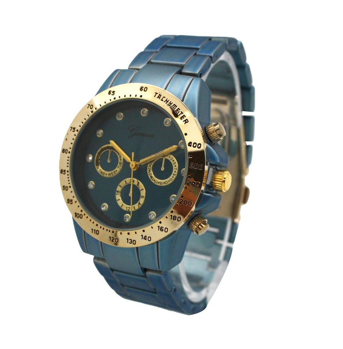 Solid Color Metal Three Dial Women Watch