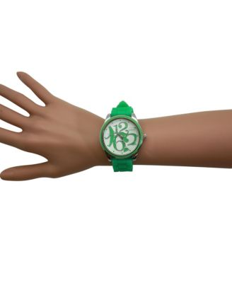 Lime Green Round Big Face with Colorful Numbers Women Watch