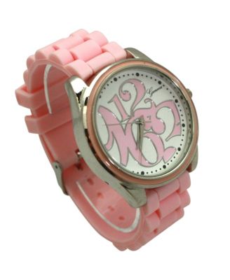 Light Pink Round Big Face with Colorful Numbers Women Watch