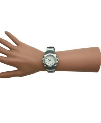 Gray Stripped Silicone Band Women Watch