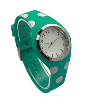 Mint Polka Dots Silicone Band Women Watch