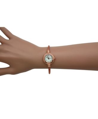 Rose Gold Thin Swirl Delicate Bangle Women Watch