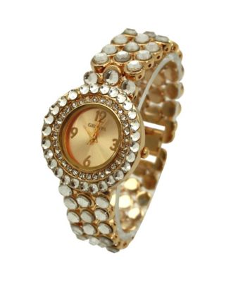 Gold Shiny Rhinestones Metallic Women Watch