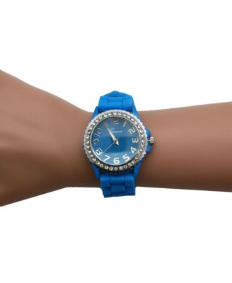 Blue Every Day Silicone and Rhinestones Colorful Women Watch
