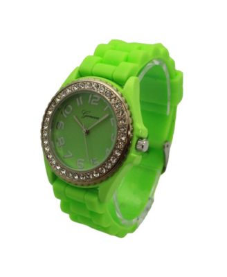 Lime Every Day Silicone and Rhinestones Colorful Women Watch