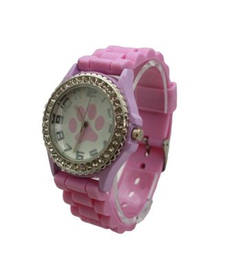 Lavender Every Day Silicone Paw and Rhinestones Colorful Women Watch