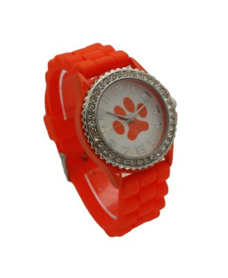 Orange Every Day Silicone Paw and Rhinestones Colorful Women Watch