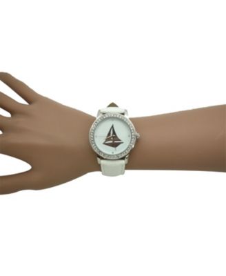 WHITE CLASSIC STYLE SAILBOAT LEATHER STRAP WATCH