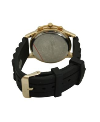 Black Rhinestone Bezel Silicone Strap Watch
