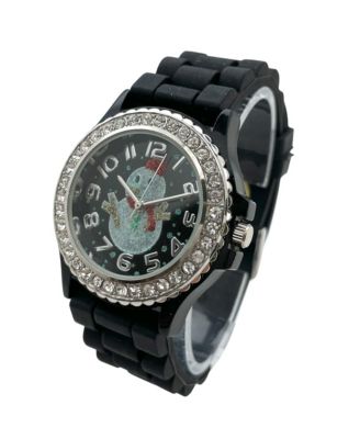 Black Merry Christmas Silicone Band Themed Women Watch