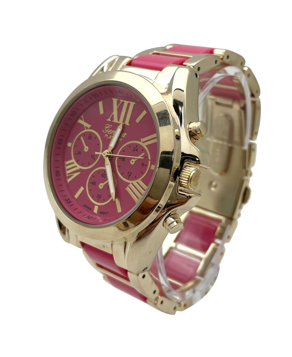 Olivia Pratt Hot Pink Big Bold Gold and Bright Colors Women Watch