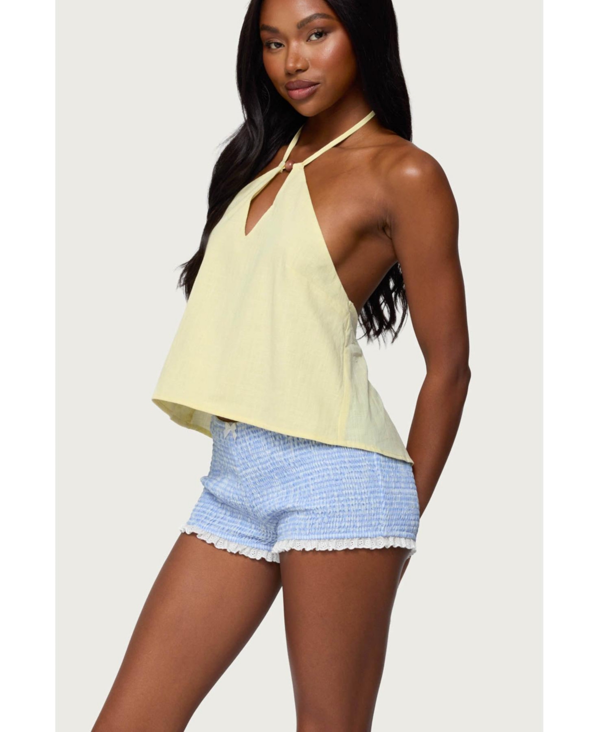 Edikted Women's Oliviana Linen Look Halter Top