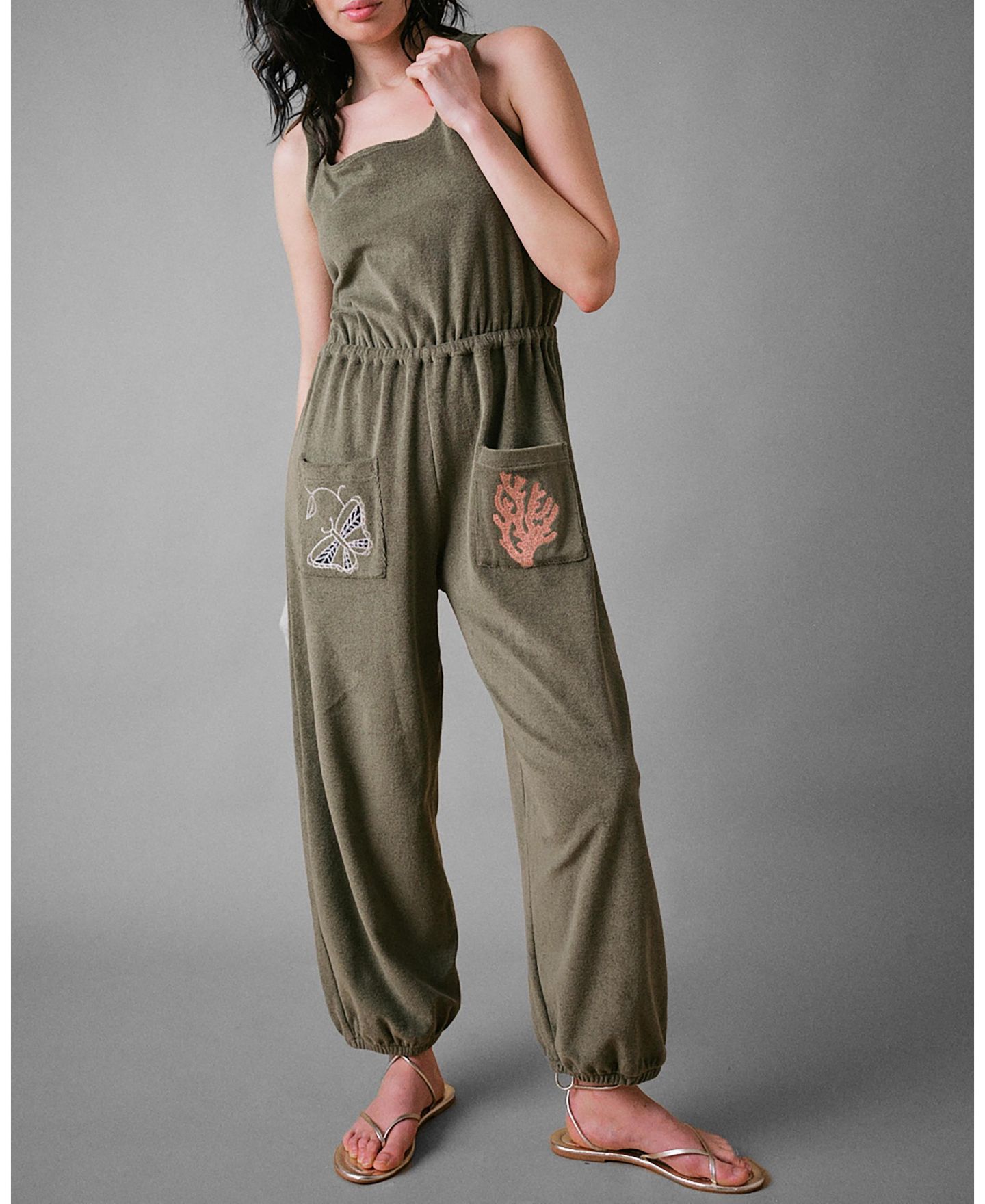 Женский комбинезон Cape Cove Sea Coral Terry Jumpsuit, цвет: Хаки — фото 5