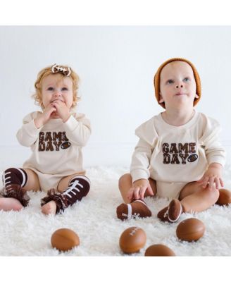 Baby Girl and Boy Game Day Patch Long Sleeve Romper