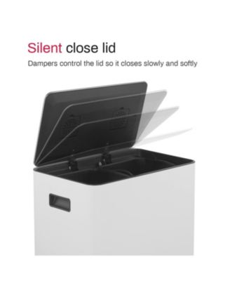 Rectangular Stainless-Steel-Made Matt Black Recycle Step-on Trash Can with Dual 30 liter + 30 liter Compartments for Kitchen