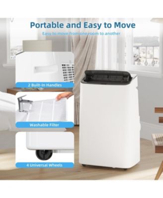14,000 BTU Portable Air Conditioner - 3-in-1 Cooling Unit, 48dB Ultra Quiet, Window Kits with Drainage Pipe & Remote Control, Black Top Cover
