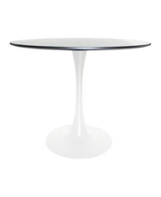 5-Piece Dining Set with 35" Round Dining Table in White Iron