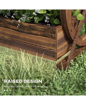 Wooden Wagon Planter Box, Decorative 2-Tier Raised Garden Bed