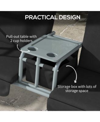 2 Person Porch Swing with Canopy, Table, Storage Console,