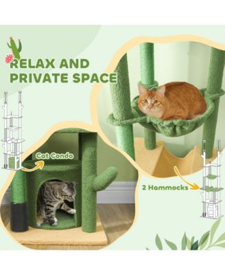 89"-100" Floor to Ceiling Cat Tree w/ Grooming Brush Post,
