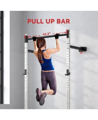 Folding Squat Rack with Pull Up Bar, 1000 Pounds Capacity,