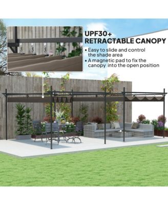 10' x 13' Metal Pergola with Retractable Canopy,