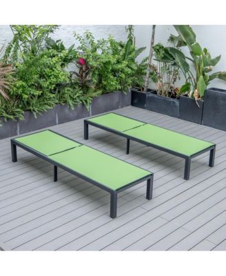 Marlin Patio Chaise Lounge Chair With Black Aluminum Frame, Set of 2