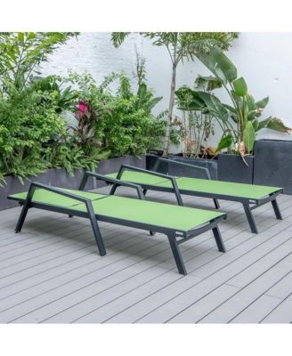 Lounge Chair With Armrests in Black Aluminum Frame, Set of 2