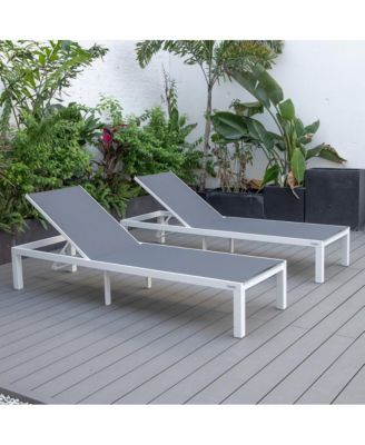 Marlin Patio Chaise Lounge Chair With White Aluminum Frame, Set of 2