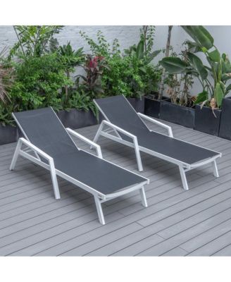 Lounge Chair With Armrests in White Aluminum Frame, Set of 2