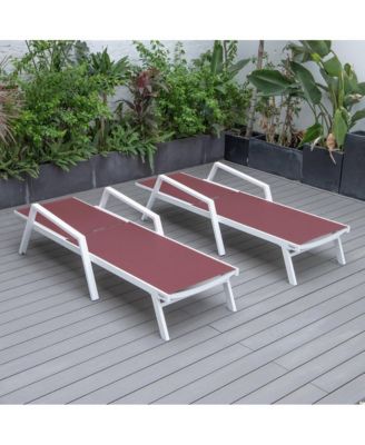 Lounge Chair With Armrests in White Aluminum Frame, Set of 2