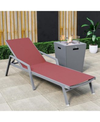 Grey Aluminum Outdoor Patio Chaise Lounge Chair With Arms