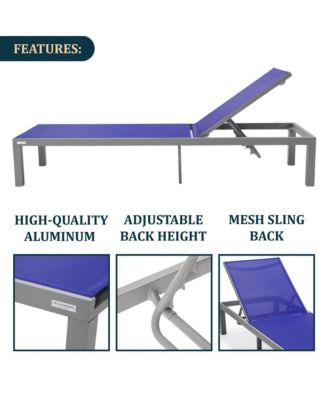 Grey Aluminum Outdoor Patio Chaise Lounge Chair