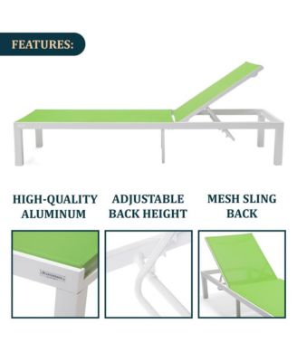 White Aluminum Outdoor Patio Chaise Lounge Chair