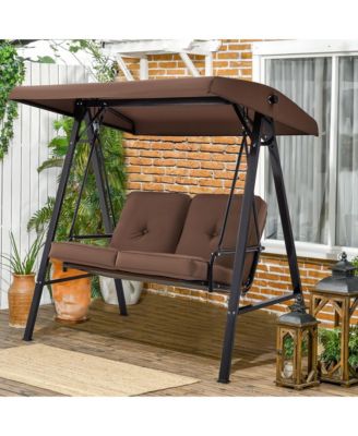2-Person Metal Patio Swing with Removable Cushion Patio Swing Outdoor Porch Swing Chair for Adults for Garden Backyard Deck