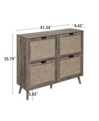 Freestanding Modern Storage Cabinet with 4 Door Shoe Rack
