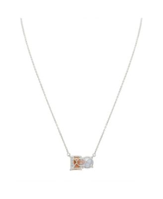 Suzy Levian Sterling Silver Topaz Two Stone Necklace