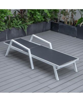 Marlin Patio Chaise Lounge Chair With Armrests in White Aluminum Frame