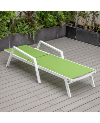 Marlin Patio Chaise Lounge Chair With Armrests in White Aluminum Frame