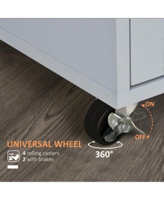 Gray Mobile Kitchen: Rolling Cart Island with Drawer and Towel Rack
